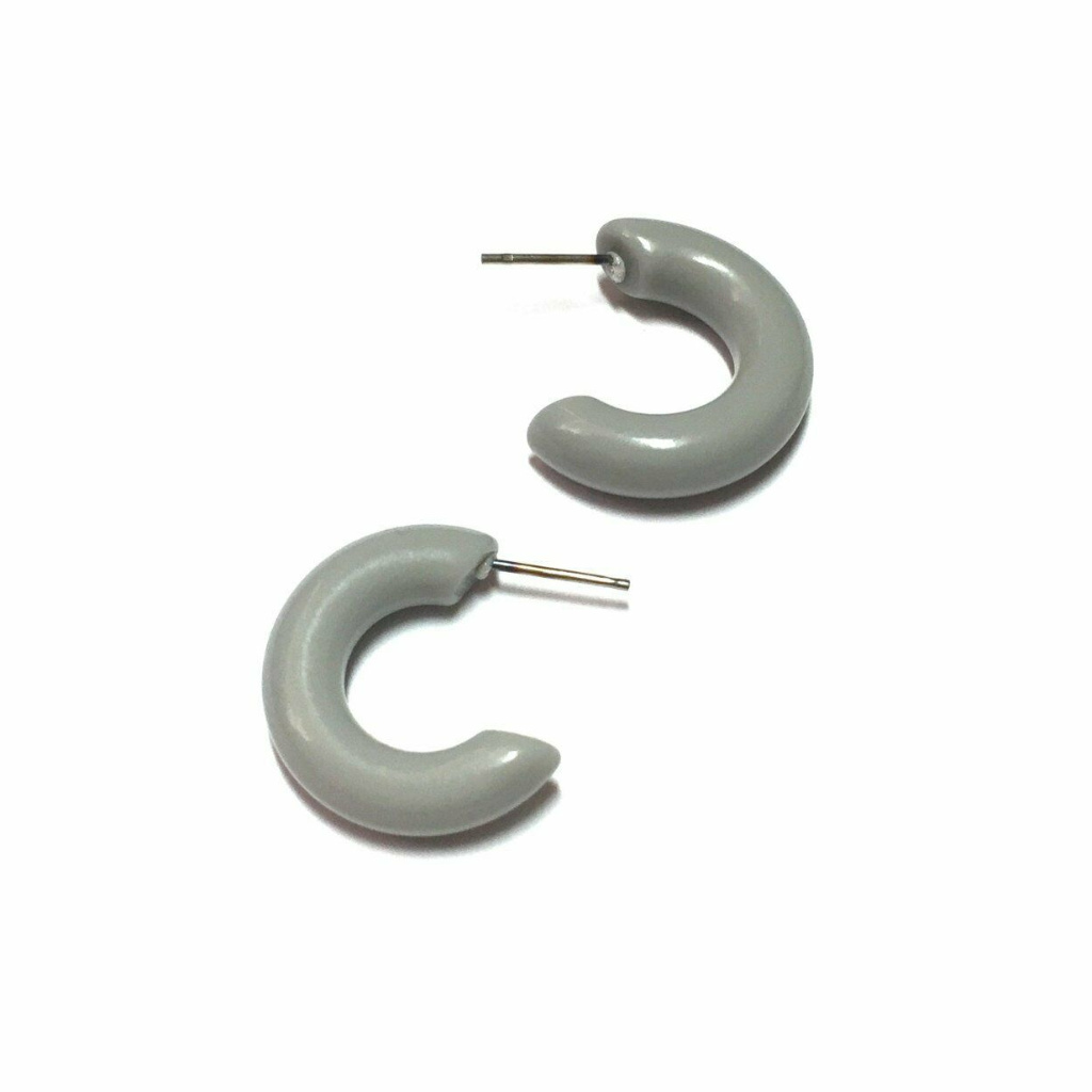 Light Grey Tiny Secretary Hoop Earrings 8$